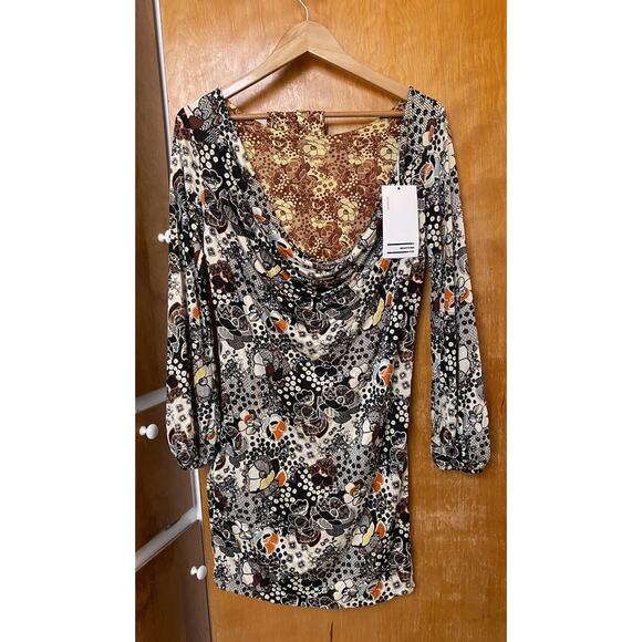 NWT Missoni 70s Style Silk Jersey Low Back Draped Long Sleeves Dress Sz 38 US 2 - Picture 3 of 11